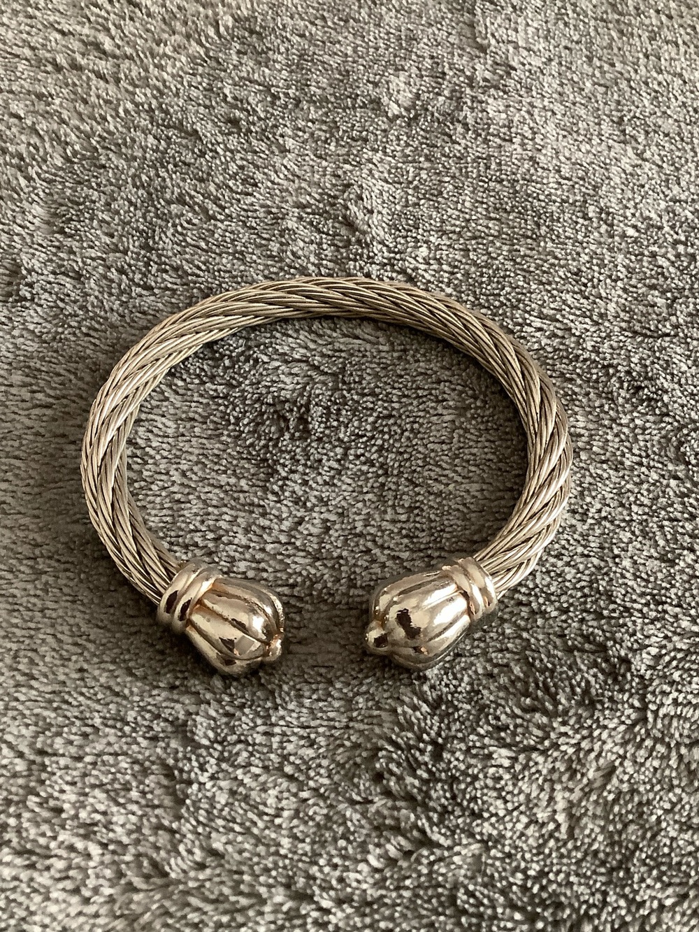 Vintage Twisted Cable Open Cuff Bracelet in Silver